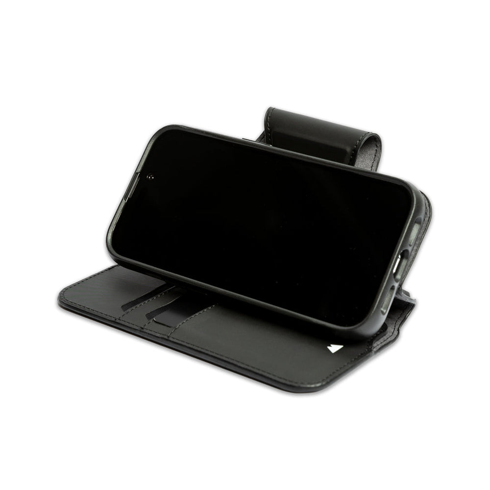 hover-image, Black leather flip wallet for iphone phone stand magsafe wireless charging iphone 14 2022| iPhone 14 Pro Max,iPhone 14 Plus,iPhone 14 Pro,iPhone 14 